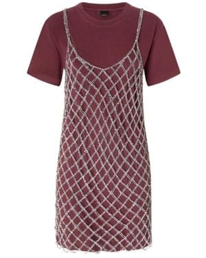 Pinko Sequin Combined Short T-Shirt Dress - Purple