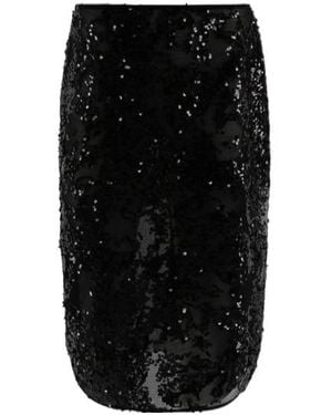 Victoria Beckham Sheer Sequin Pencil Skirt - Black