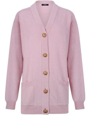 Balmain Button-Up Knit Cardigan - Pink