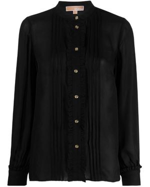 Michael Kors Michael Pleat Detailed Buttoned Shirt - Black