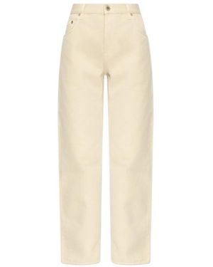 Burberry Logo Patch Straight-Leg Trousers - Natural