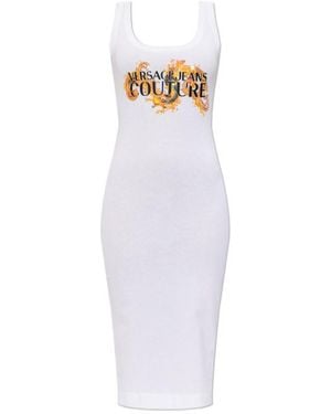 Versace Jeans Couture Couture Baroque Logo Midi Dress - White