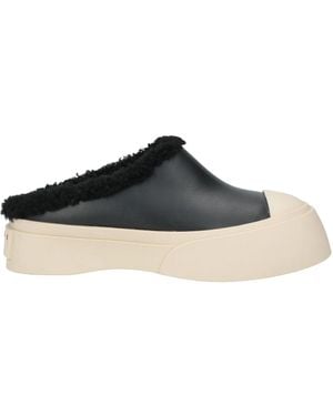 Marni Minimalist Leather Wedge Clogs - Black