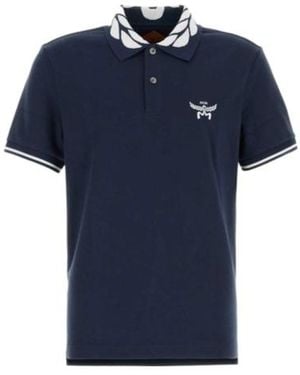 MCM Logo Embroidered Short-Sleeved Polo Shirt - Blue