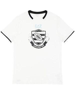 EA7 Logo Round-Necked T-Shirt - White