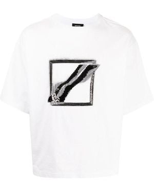 we11done Sequinned Logo-Print T-Shirt - White