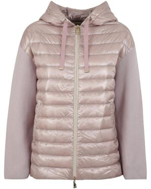 Herno Quilted Panel Hooded Jacket - Gray