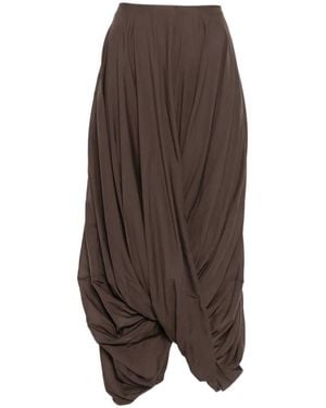 TOTEME Cocoon Ruffled Jersey Midi Skirt - Brown