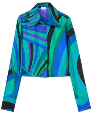 PUCCI Iride-Print Button-Up Shirt - Blue