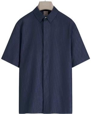 Dior Monogram Short-Sleeve Shirt - Blue