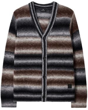 Paul Smith Striped V-Neck Cardigan - Black