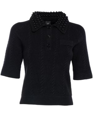 Pinko Embellished Polo Jumper - Black