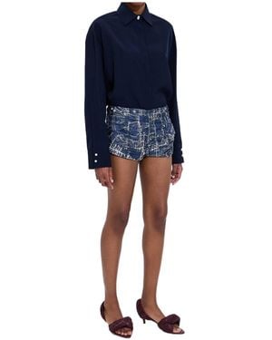 Bottega Veneta Printed Silk Twill Culotte - Blue
