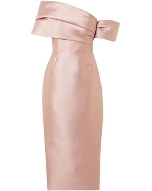 Solace London Shoulder Faille Midi Dress - Pink