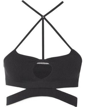 ANDREADAMO Cutout Ribbed Stretch-Jersey Bra - Black