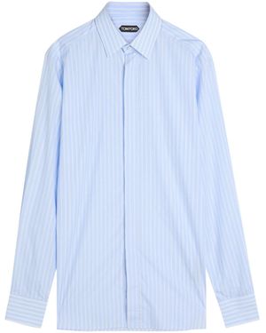Tom Ford Pure Cotton Striped Shirt - Blue