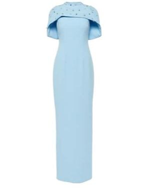 Safiyaa Crystal-Embellished Caped Gown - Blue