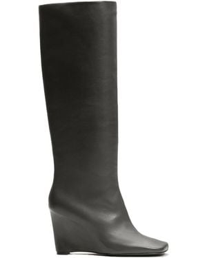 Ami Paris Bicolour Wedge Knee-High Boots - Black