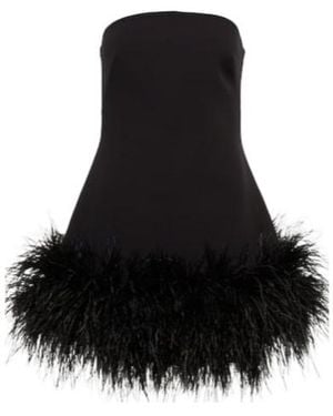 Safiyaa Strapless Feather-Trimmed Minidress - Black