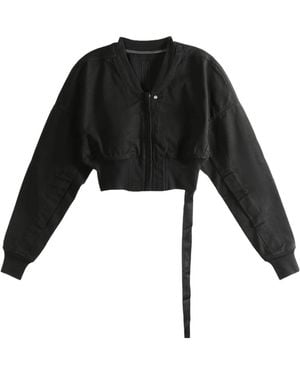 Rick Owens Striped Cropped Jacket - Black