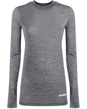 Jil Sander Logo-Printed Crewneck T-Shirt - Grey