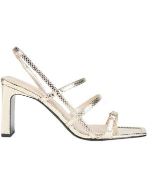 MAX&Co. Snakeprint Metallic Heel Sandals - White