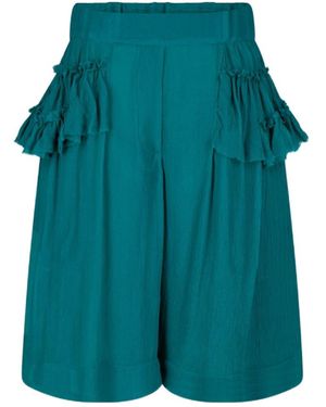 Dries Van Noten Ruffled Mid-Length Shorts - Blue