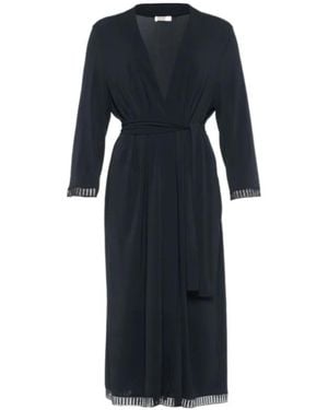 Eres Violette Lace Trim Robe - Blue