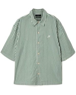 AllSaints Chopin Boxy Short Sleeve Striped Shirt - Green