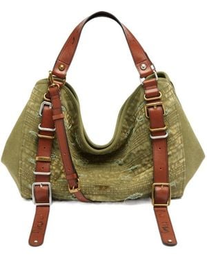 DIESEL D-One-Medium Top-Handle Distressed Bag - Green