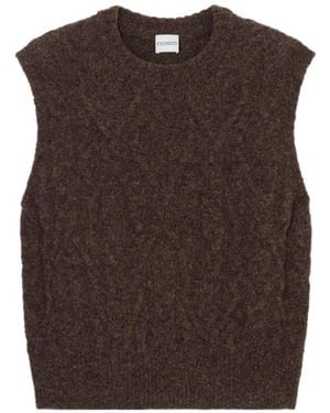 Closed Crew-Neck Vest - Brown