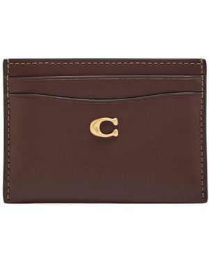 COACH Ultra-Thin Cowhide Card Holder - Brown