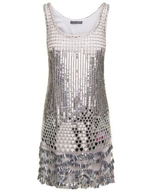 Alberta Ferretti Sequinned Sleeveless Mini Dress - Gray