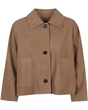 Arma Boxy Button-Front Jacket - Brown