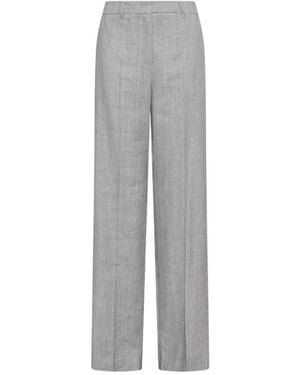 Marella Linen And Viscose Grisaille Palazzo Pants - Gray