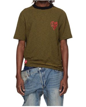 ANDERSSON BELL Heart-Shaped Striped T-Shirt - Green