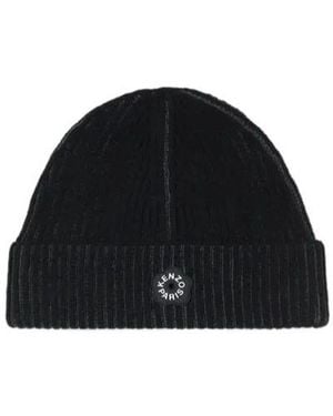 KENZO Logo Patch Beanie - Black