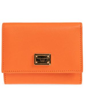 Dolce & Gabbana Logo Plaque Tri-Fold Wallet - Orange