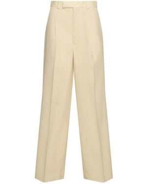AURALEE Wool Blend Belt Loop Casual Pants - Natural