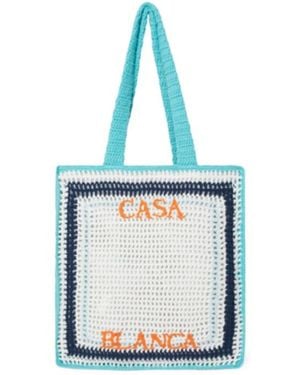 CASABLANCA Stripe Crochet Bag - Blue