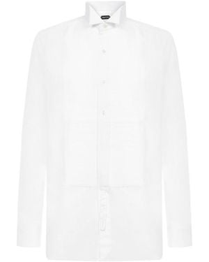 Tom Ford Long-Sleeved Pleat Detailed Shirt - White