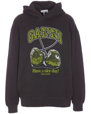 Ganni Isoli Cherries Oversize Sweatshirt - Grey