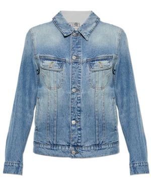 MM6 by Maison Margiela Contrast Panel Denim Jacket - Blue