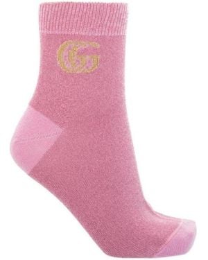 Gucci Logo Intarsia Knit Stretched Socks - Pink
