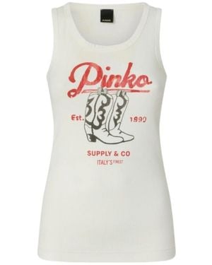Pinko Graphic Tank Top - White