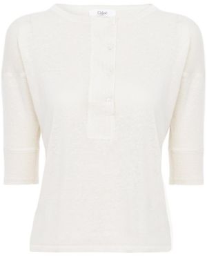 Chloé Chloé Short-Sleeved Henley Shirt - White