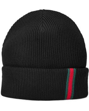 Gucci Striped Knit Hat - Black