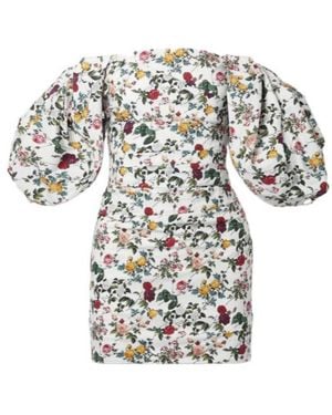 Oscar de la Renta Off-The-Shoulder Printed Mini Dress - White