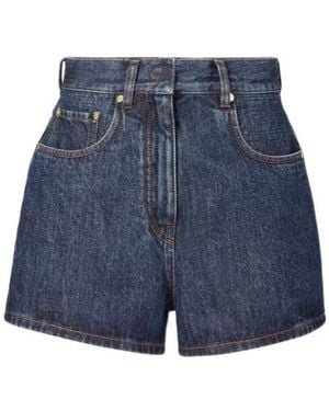 Fendi Quilted Monogram Denim Shorts - Blue