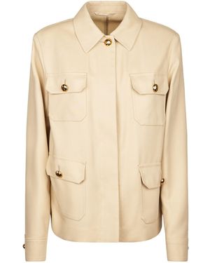 Max Mara Button-Up Cotton Shirt Jacket - Natural